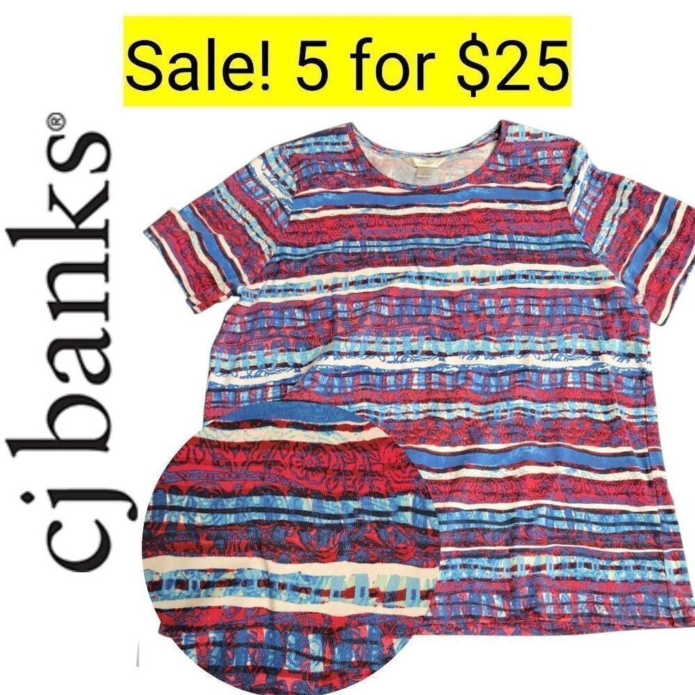 Tee Shirt CJ Banks Red White  & Blue Top Sale 5 for $25